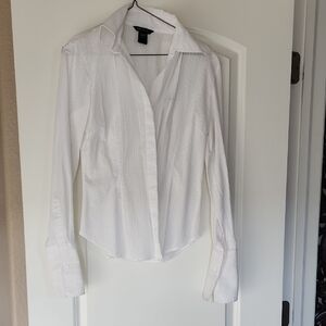 Moda International White Textured Button-Down Shirt